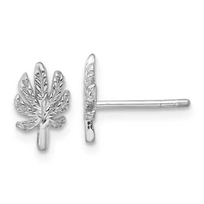 Textured Leaf Post Earrings Sterling Silver Rhodium-Plated QE17649, MPN: QE17649,