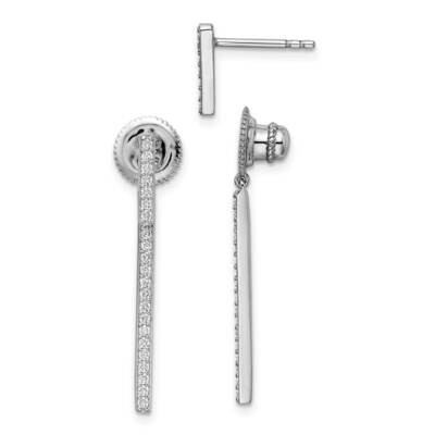 Sterling Shimmer 48 Stone CZ Post Dangle Bar Earrings Sterling Silver Rhodium-Plated QE15622, MPN: …