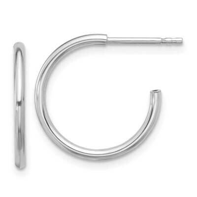 Polished Hollow Tube C-Hoop Earrings Sterling Silver Rhodium-Plated QE16983, MPN: QE16983,