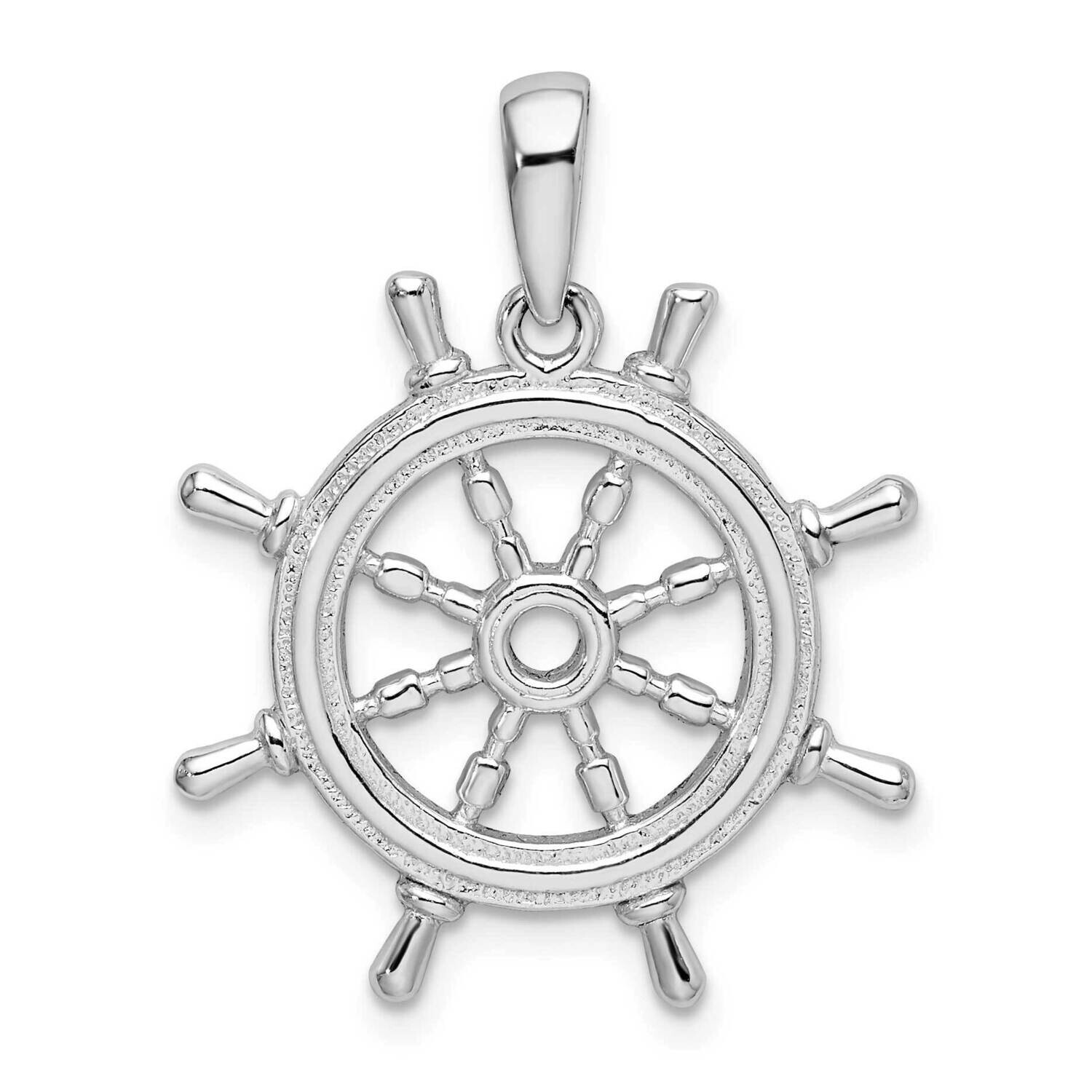 Cut-Out 3D Ships Wheel Pendant Sterling Silver Polished QC9873, MPN: QC9873, 637218146451