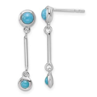 Turquoise Drop Dangle Earrings Sterling Silver Rhodium-Plated QE16767, MPN: QE16767,