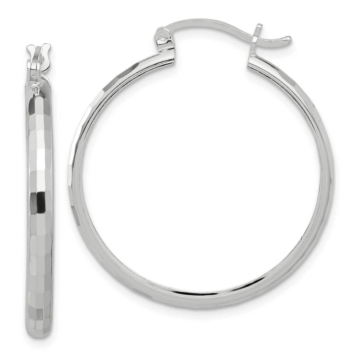 Textured Hoop Earrings Sterling Silver Polished QE16782, MPN: QE16782,