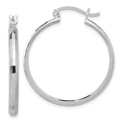 Textured Hoop Earrings Sterling Silver Polished QE16782, MPN: QE16782,