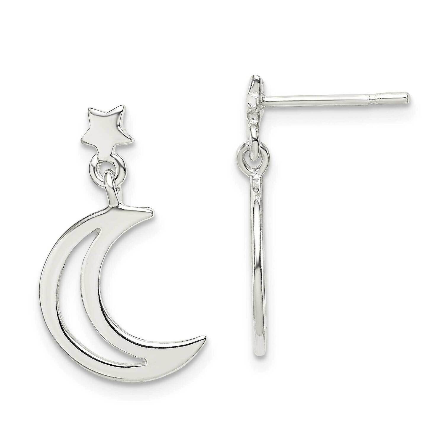 Star Moon Dangle Earrings Sterling Silver QE14501, MPN: QE14501, 191101921711