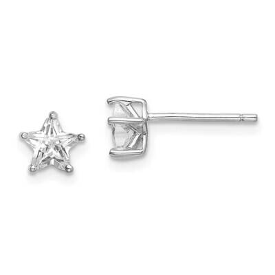 6mm CZ Star Stud Earrings Sterling Silver Rhodium-Plated QE14478, MPN: QE14478, 191101921834