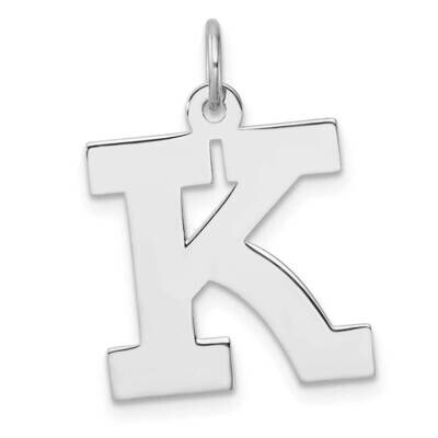 Large Block Letter K Initial Charm Sterling Silver Rhodium-Plated QC11255K, MPN: QC11255K,