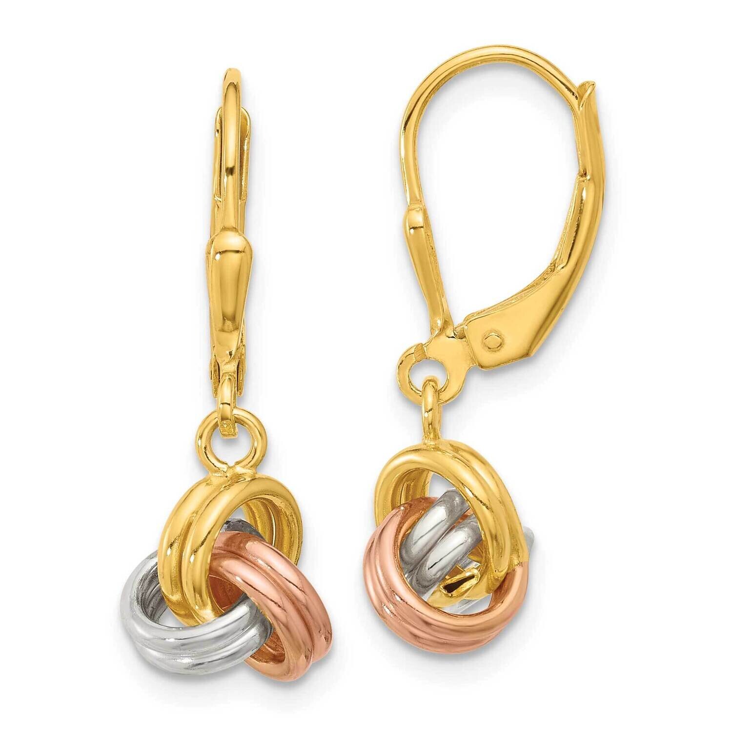 Gold Rose-Tone Love Knot Leverback Earrings Sterling Silver QE17483