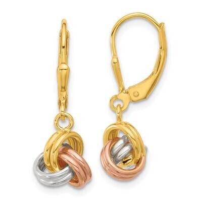 Gold Rose-Tone Love Knot Leverback Earrings Sterling Silver QE17483, MPN: QE17483,