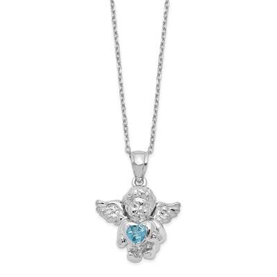 Rh-Pltd CZ Dec Birthstone Angel Ash Holder 18 Inch Necklace Sterling Silver QC9753DEC-18, MPN: QC97…
