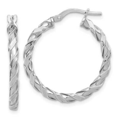 Polished Twisted Hoop Earrings Sterling Silver Rhodium-Plated QE16822, MPN: QE16822,