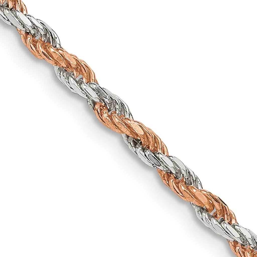 Rose Vermeil 2.5mm Diamond-Cut Rope Chain 22 Inch Sterling Silver QDCR060-22, MPN: QDCR060-22,