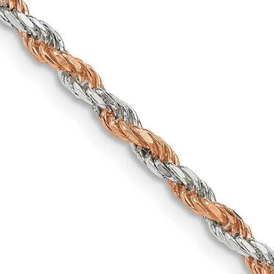 Rose Vermeil 2.5mm Diamond-Cut Rope Chain 22 Inch Sterling Silver QDCR060-22, MPN: QDCR060-22,