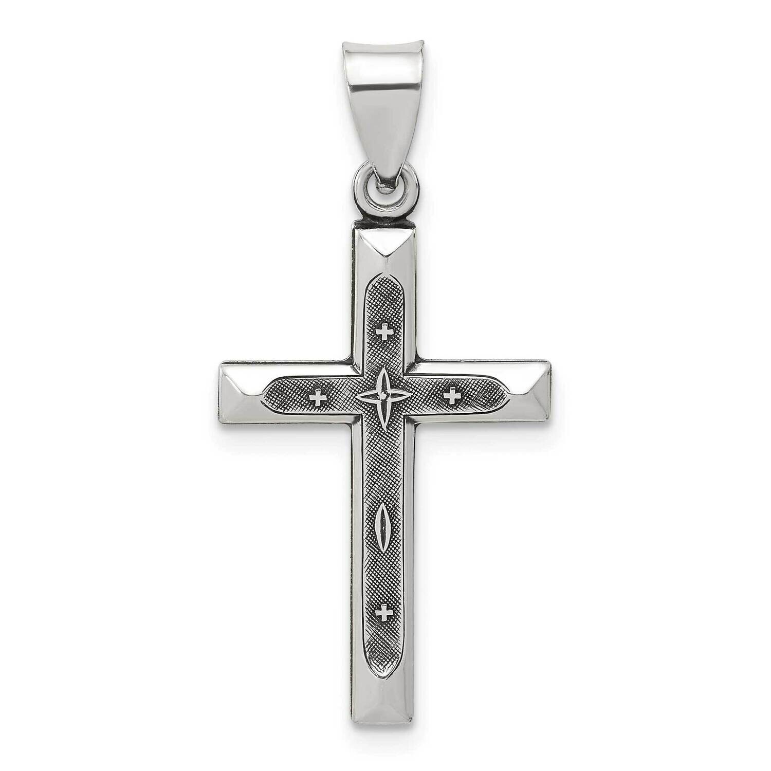 Antiqued Solid Textured Cross Pendant Sterling Silver QC11393