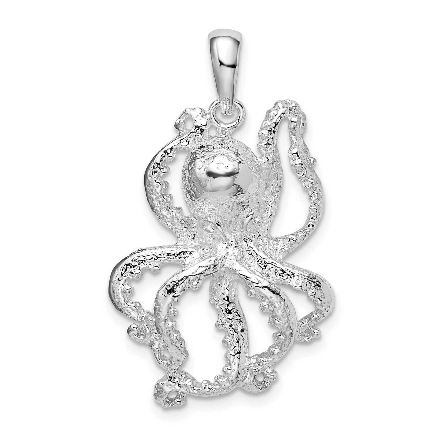 Textured Octopus Pendant Sterling Silver Polished QC9986, MPN: QC9986, 637218153947