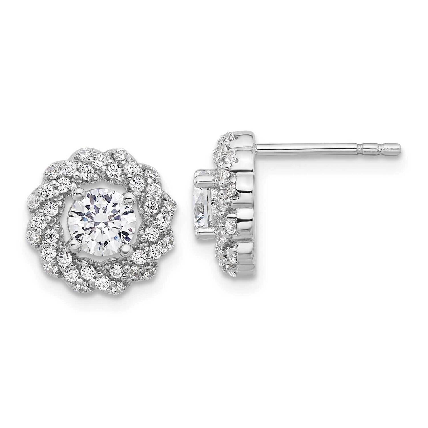 CZ Round Post Earrings Sterling Silver Rhodium-Plated QE16752, MPN: QE16752,