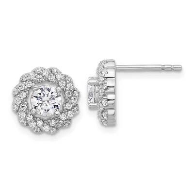 CZ Round Post Earrings Sterling Silver Rhodium-Plated QE16752, MPN: QE16752,