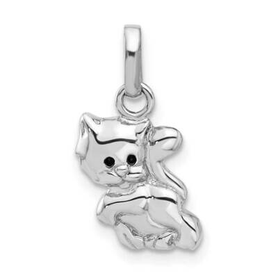 Enameled Cat Charm Pendant Sterling Silver Rhodium-Plated QC11341, MPN: QC11341,