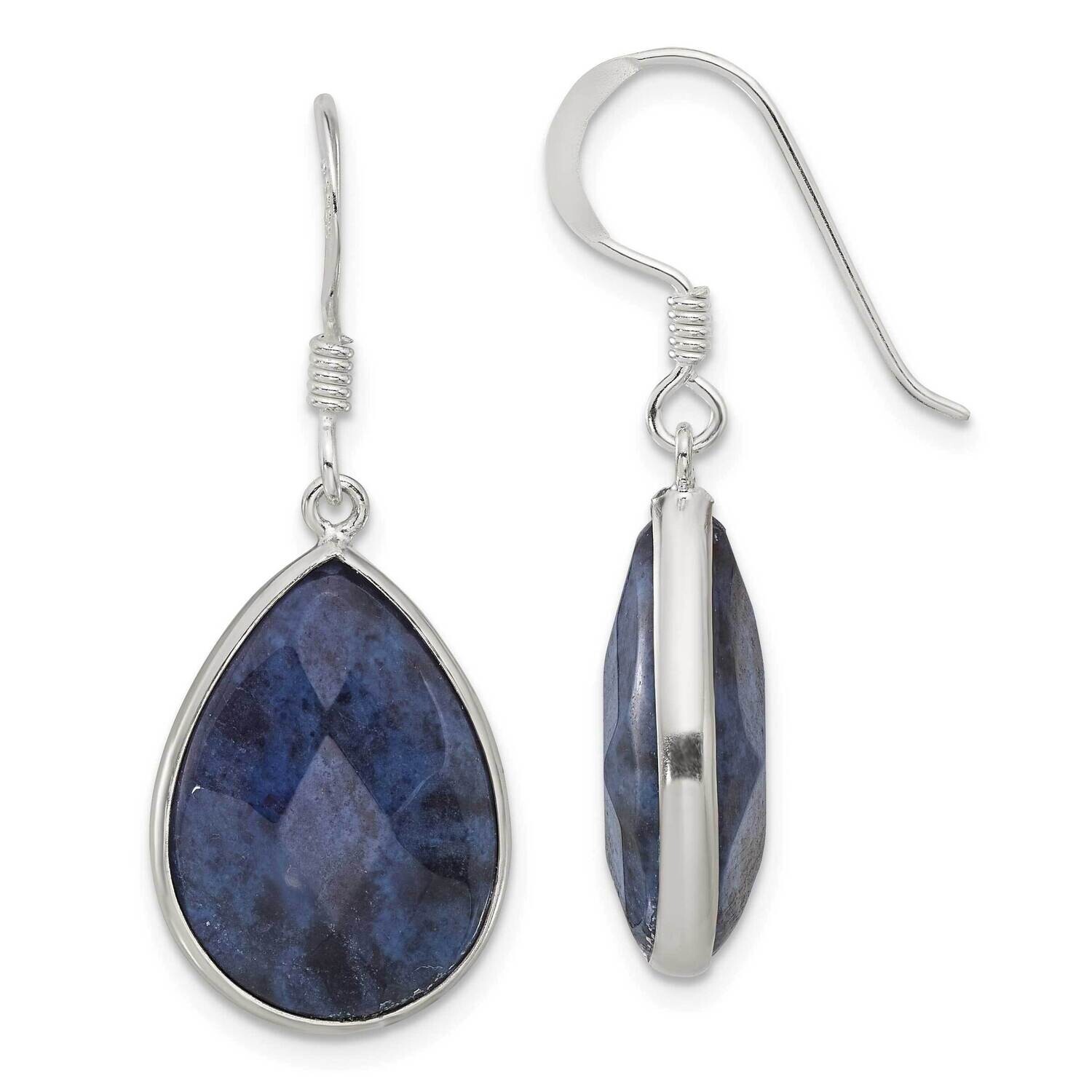 Faceted Lapis Teardrop Dangle Earrings Sterling Silver Polished QE17382, MPN: QE17382,