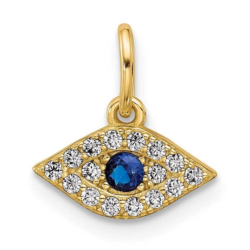 Gold-Tone Synthetic Blue Spinel CZ Evil Eye Pendant Sterling Silver QC11478