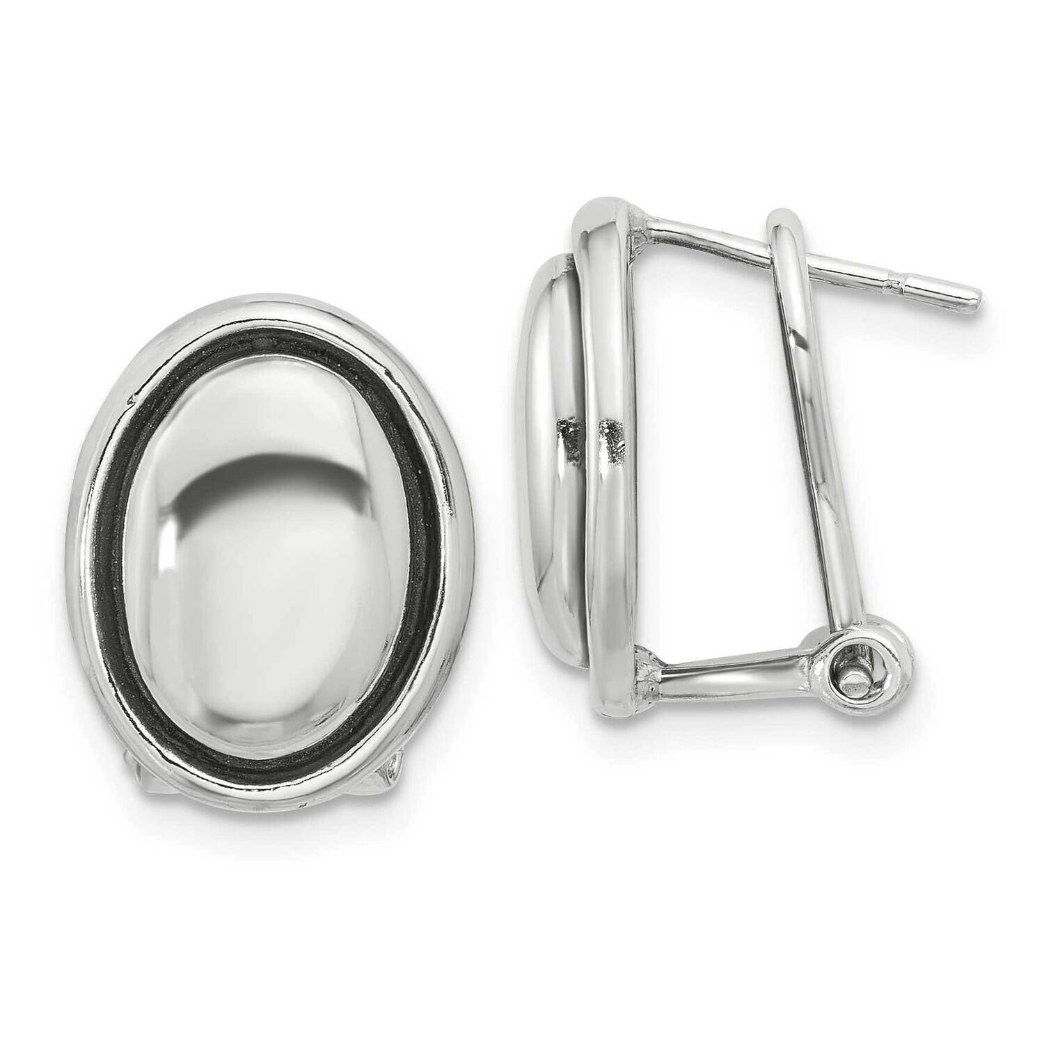 Antiqued Oval Omega Back Earrings Sterling Silver Polished QE16935