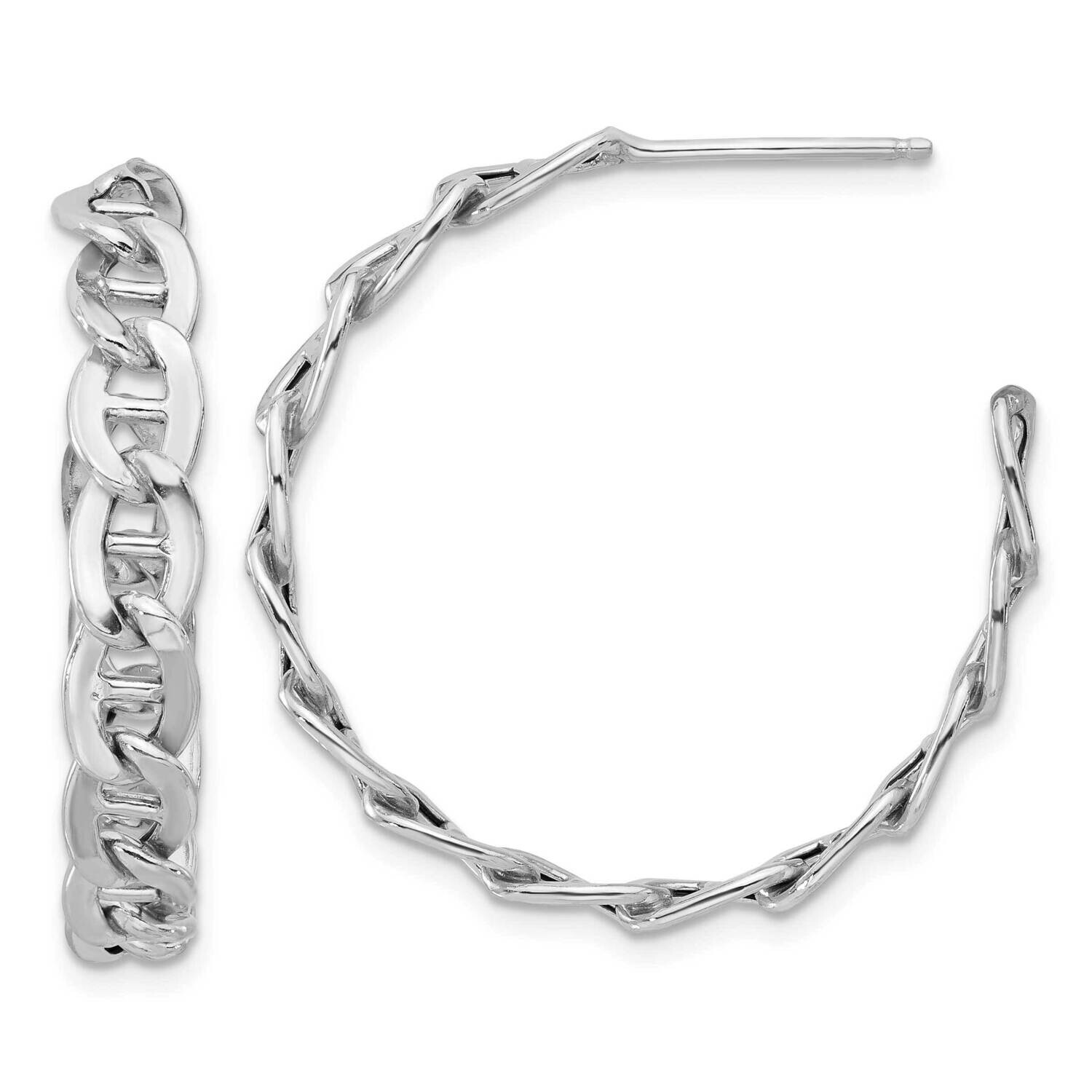 Anchor Link C-Hoop Earrings Sterling Silver Rhodium-Plated QE17009, MPN: QE17009,