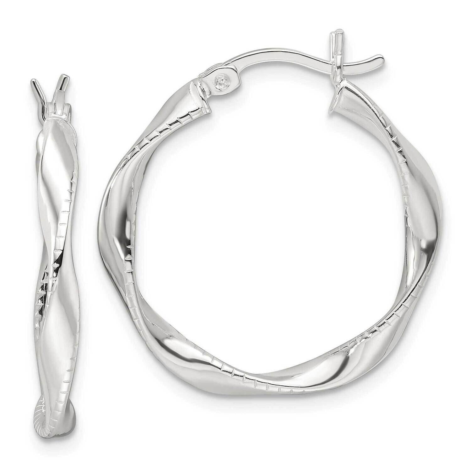 Twisted Hoop Earrings Sterling Silver Polished QE16831, MPN: QE16831,
