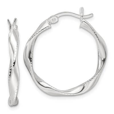 Twisted Hoop Earrings Sterling Silver Polished QE16831, MPN: QE16831,