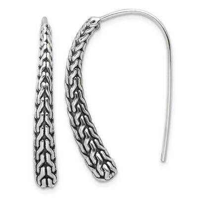 Antiqued Textured Dangle Earrings Sterling Silver Polished QE17060, MPN: QE17060,