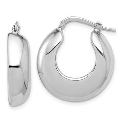 Polished Round Hoop Earrings Sterling Silver Rhodium-Plated QE16916, MPN: QE16916,