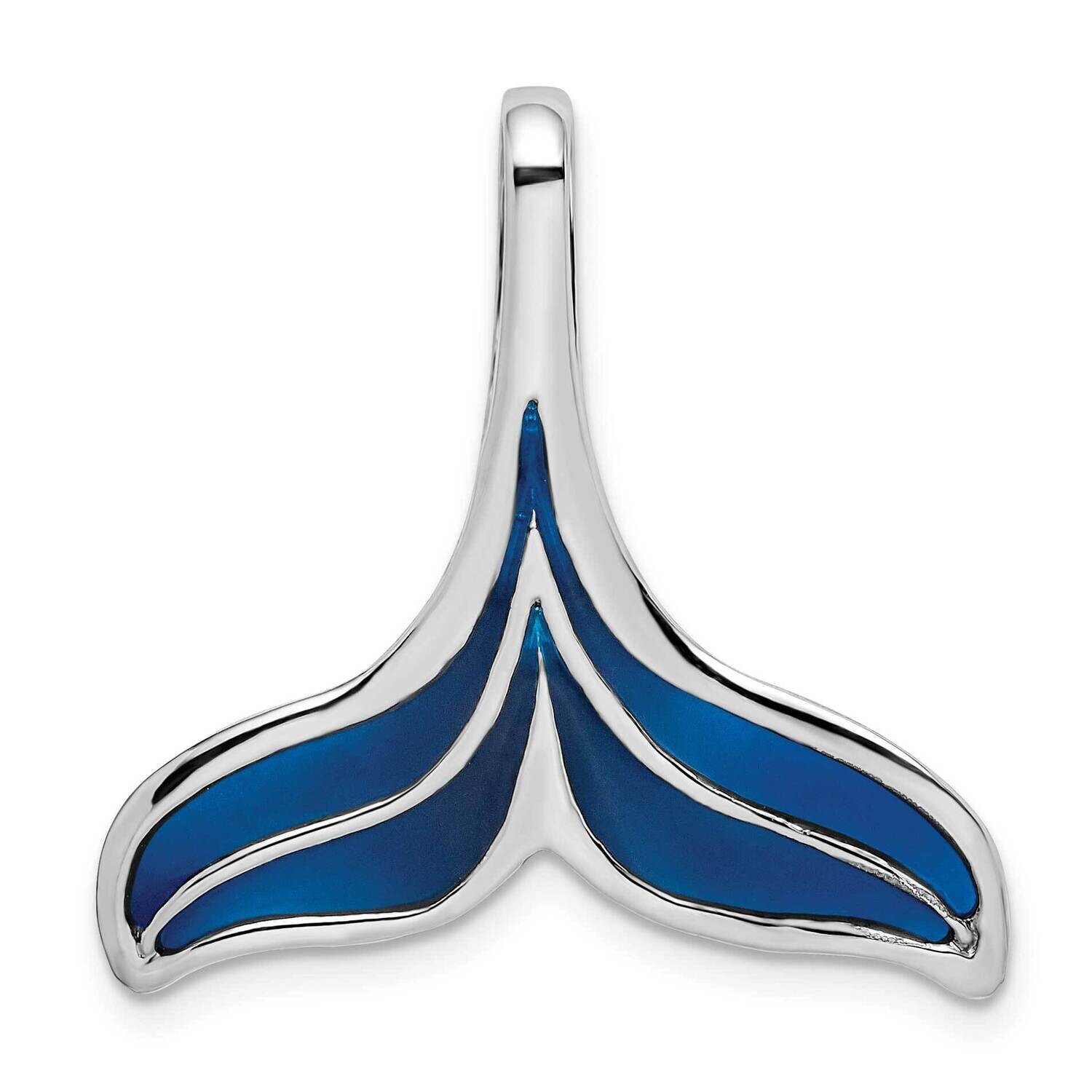 Enameled Blue Whale Tail Slide Sterling Silver Polished QC9782, MPN: QC9782, 637218145294