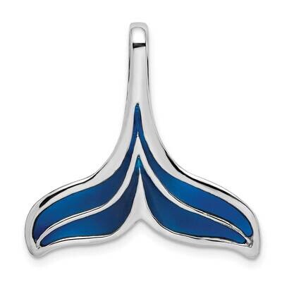 Enameled Blue Whale Tail Slide Sterling Silver Polished QC9782, MPN: QC9782, 637218145294