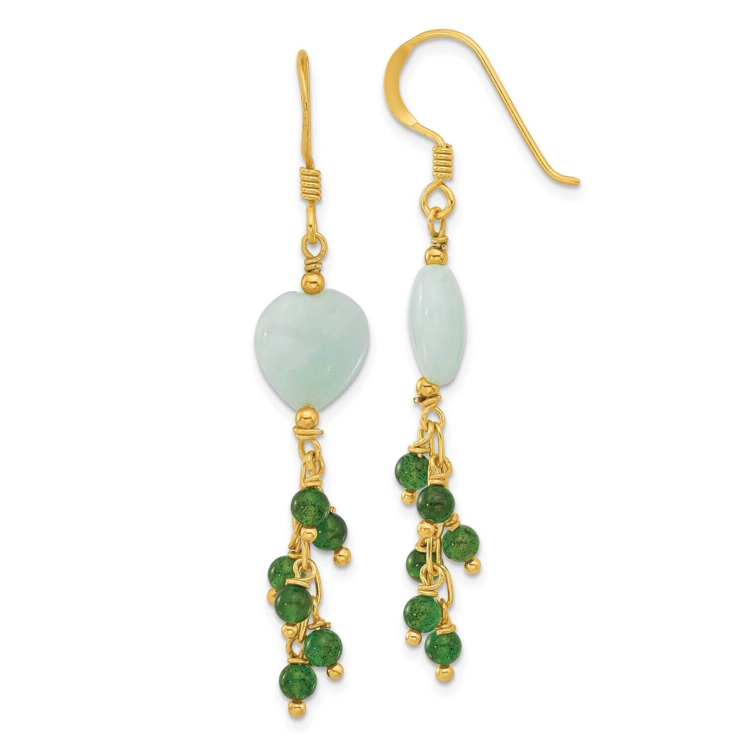 Gold-Plated Amazonite Heart Dangle Earrings Sterling Silver QE16707, MPN: QE16707,
