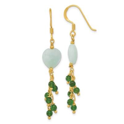 Gold-Plated Amazonite Heart Dangle Earrings Sterling Silver QE16707, MPN: QE16707,