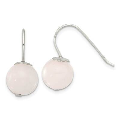 10mm Rose Quartz Dangle Earrings Sterling Silver Polished QE17300, MPN: QE17300,