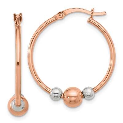 Rose-Tone Polished Beaded Hoop Earrings Sterling Silver QE16853, MPN: QE16853,