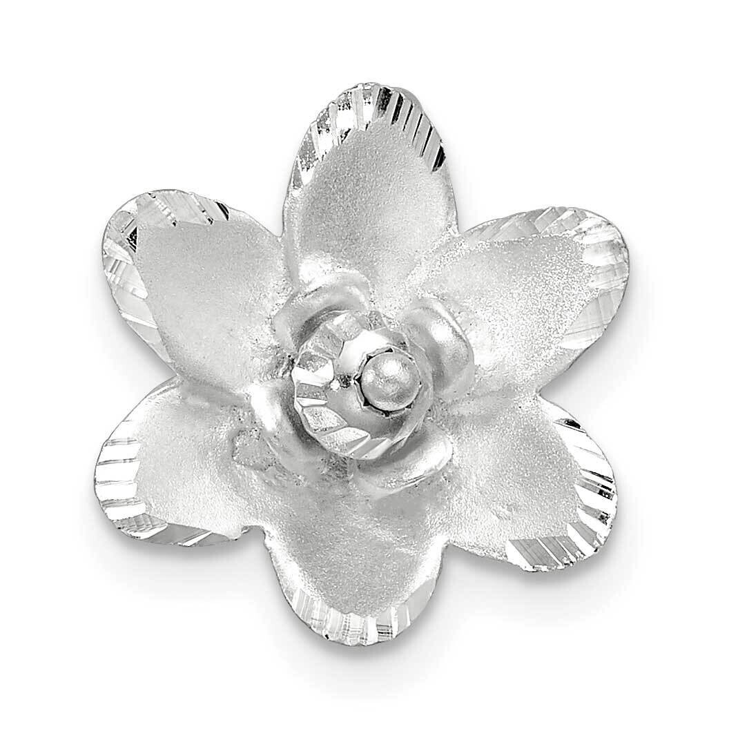 Diamond-Cut Flower Pendant Sterling Silver Satin QC11313