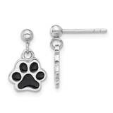 Enameled Dog Paw Post Dangle Earrings Sterling Silver Rhodium-Plated QE17587, MPN: QE17587,