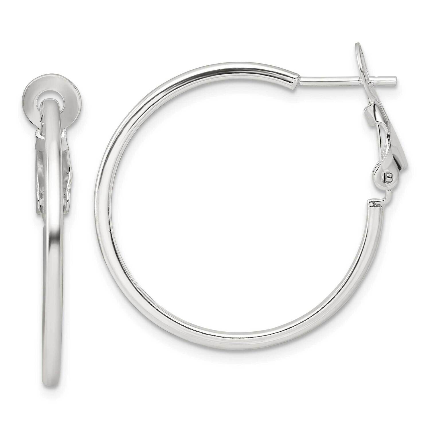 1.75mm Omega Back Round Hoop Earrings Sterling Silver Polished QE16945, MPN: QE16945,