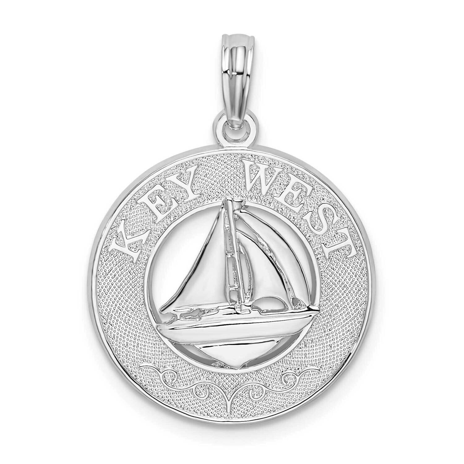 Textured Key West Sailboat Pendant Sterling Silver QC9924, MPN: QC9924, 637218148639