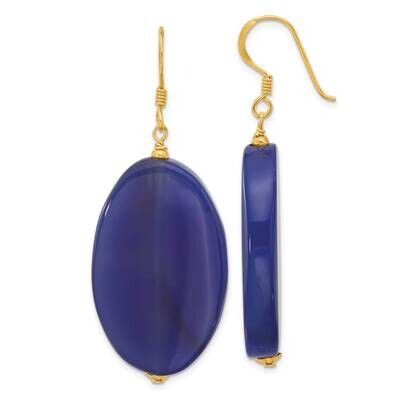 Gold-Plated Blue Agate Dangle Earrings Sterling Silver QE16695, MPN: QE16695,