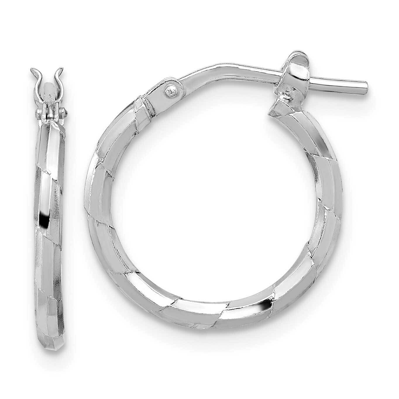 Polished Textured 1.60mm Hoop Earrings Sterling Silver Rhodium-Plated QE16787, MPN: QE16787,