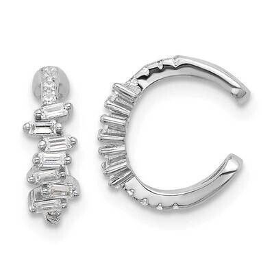 Polished CZ Pair Of 2 Cuff Earrings Sterling Silver Rhodium-Plated QE17094, MPN: QE17094,