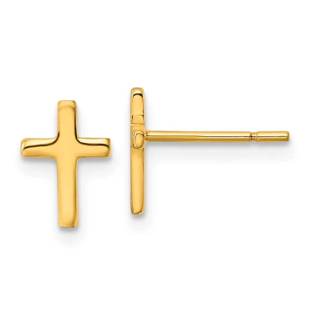 Gold-Tone Polished Latin Cross Post Earrings Sterling Silver QE12964GP, MPN: QE12964GP,