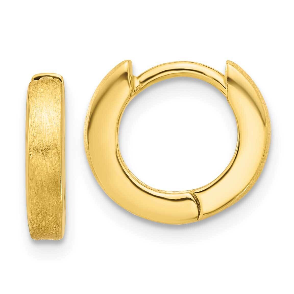 Gold-Tone Brushed 3X13mm Hinged Huggie Hoop Earrings Sterling Silver QE16969GP, MPN: QE16969GP,