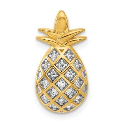 Gold-Tone CZ Pineapple Chain Slide Pendant Sterling Silver QC11374GP, MPN: QC11374GP,