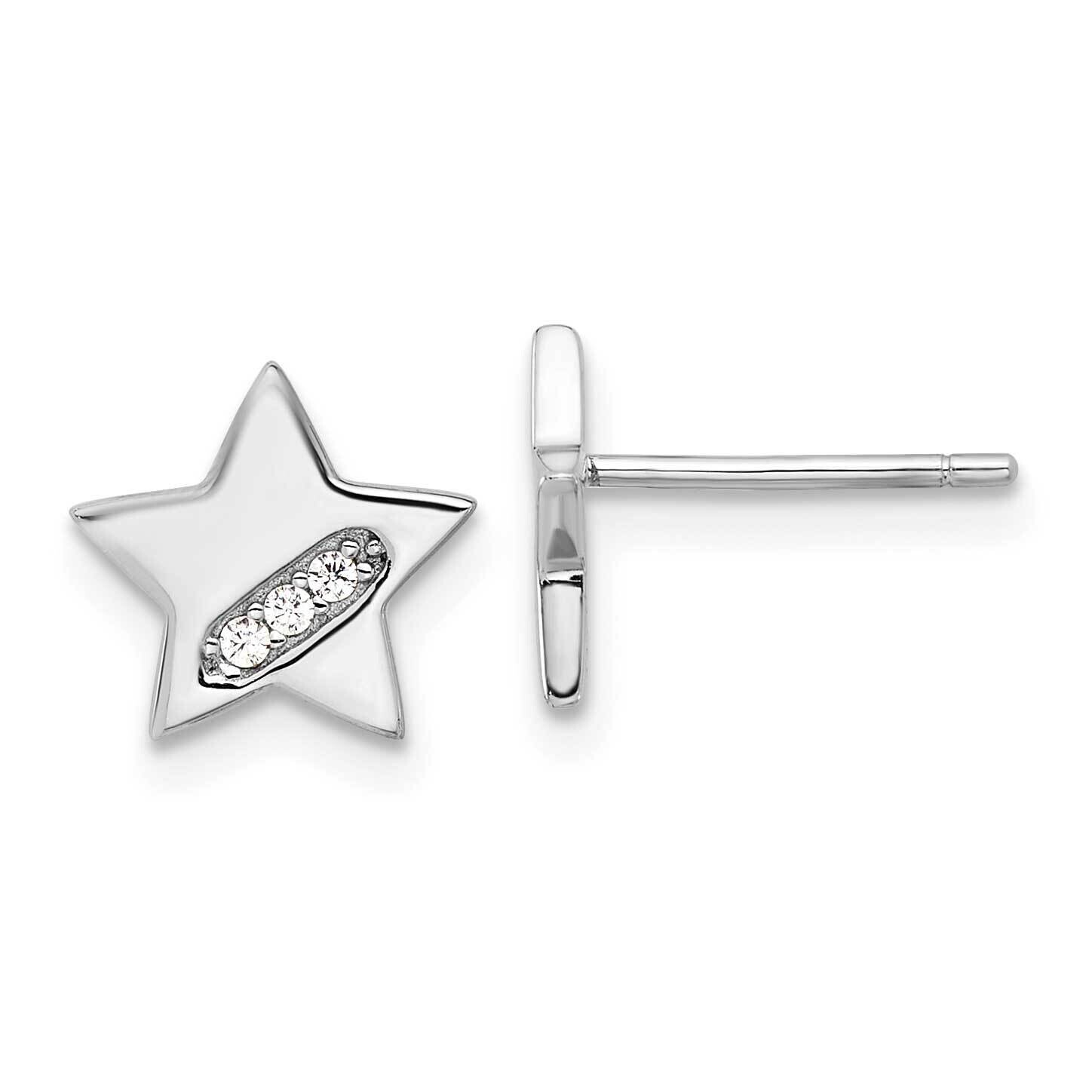 CZ Star Post Earrings Sterling Silver Rhodium-Plated QE17549