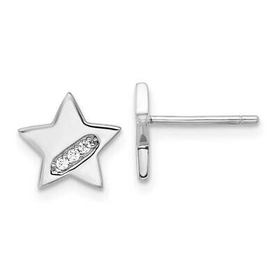CZ Star Post Earrings Sterling Silver Rhodium-Plated QE17549, MPN: QE17549,