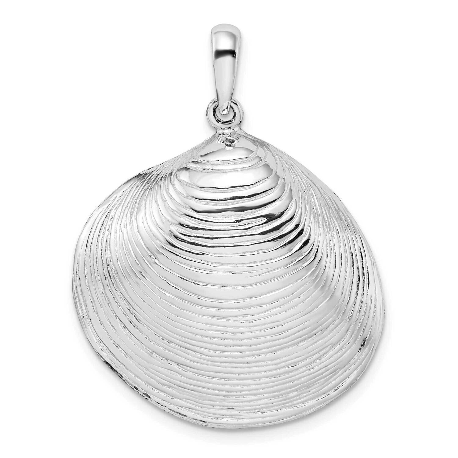 Large Clam Shell Pendant Sterling Silver Polished QC9955