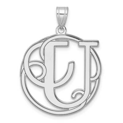 Large Fancy Script Letter U Initial Pendant Sterling Silver Rhodium-Plated QC11258U, MPN: QC11258U,