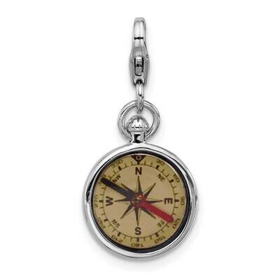 Amore La Vita Rhodium-Pl Enamel Reversible 3-D CompaCharm Sterling Silver QCC1303, MPN: QCC1303,